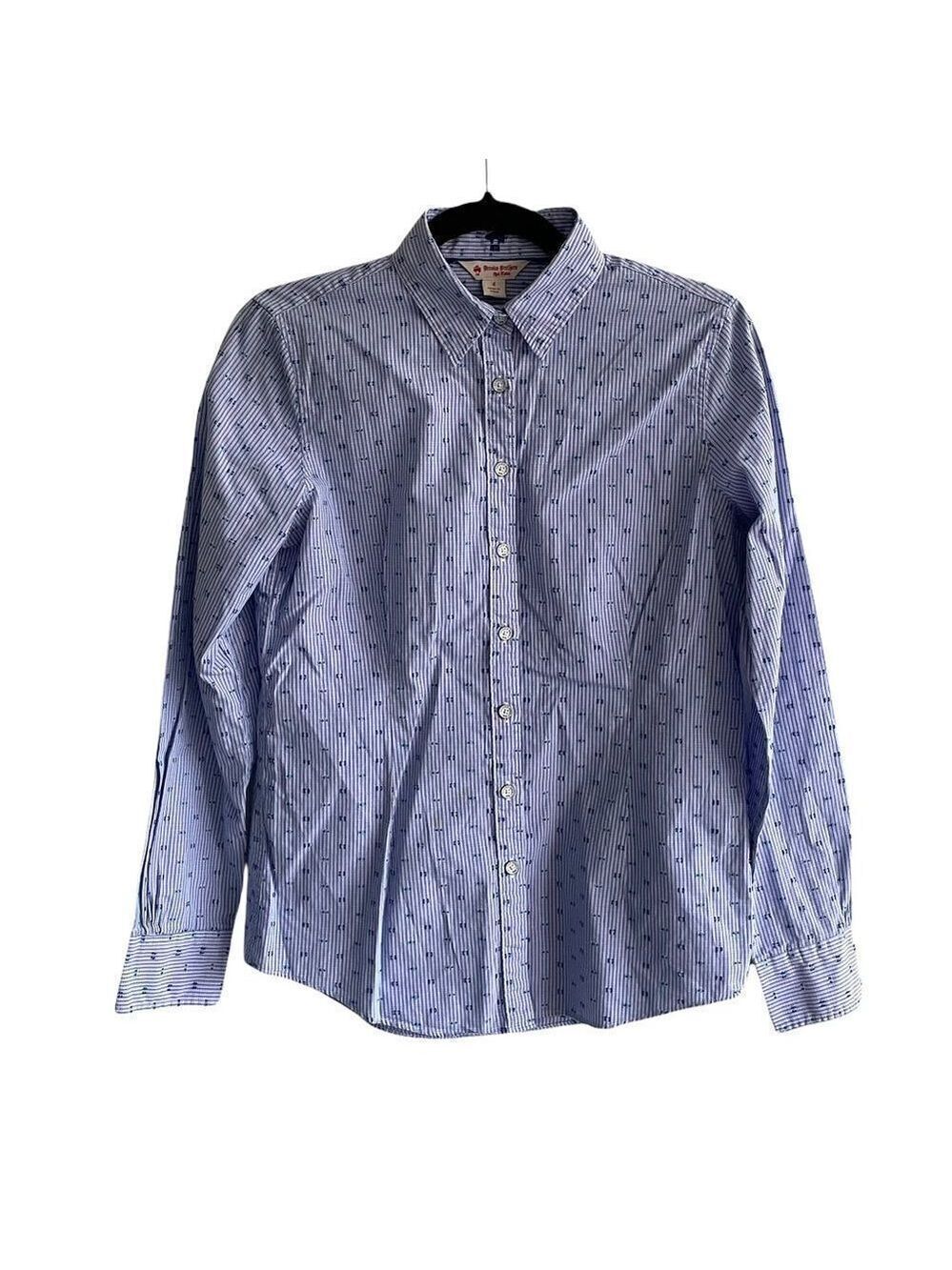 BROOKS BROTHERS Long Sleeve Button Front Shirt Blue 4